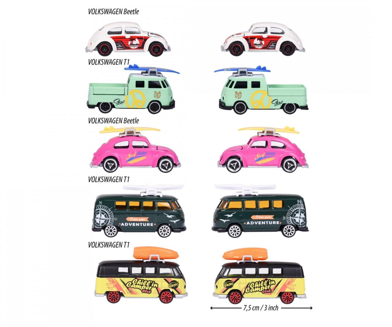 Majorette Volkswagen The Originals Giftpack Premium Diecast Car Model - Set of 5