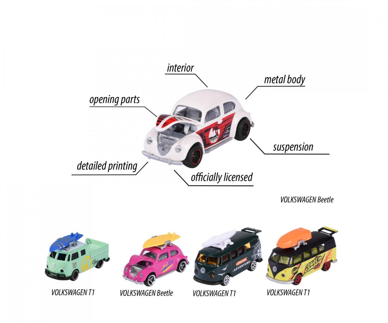 Majorette Volkswagen The Originals Giftpack Premium Diecast Car Model - Set of 5