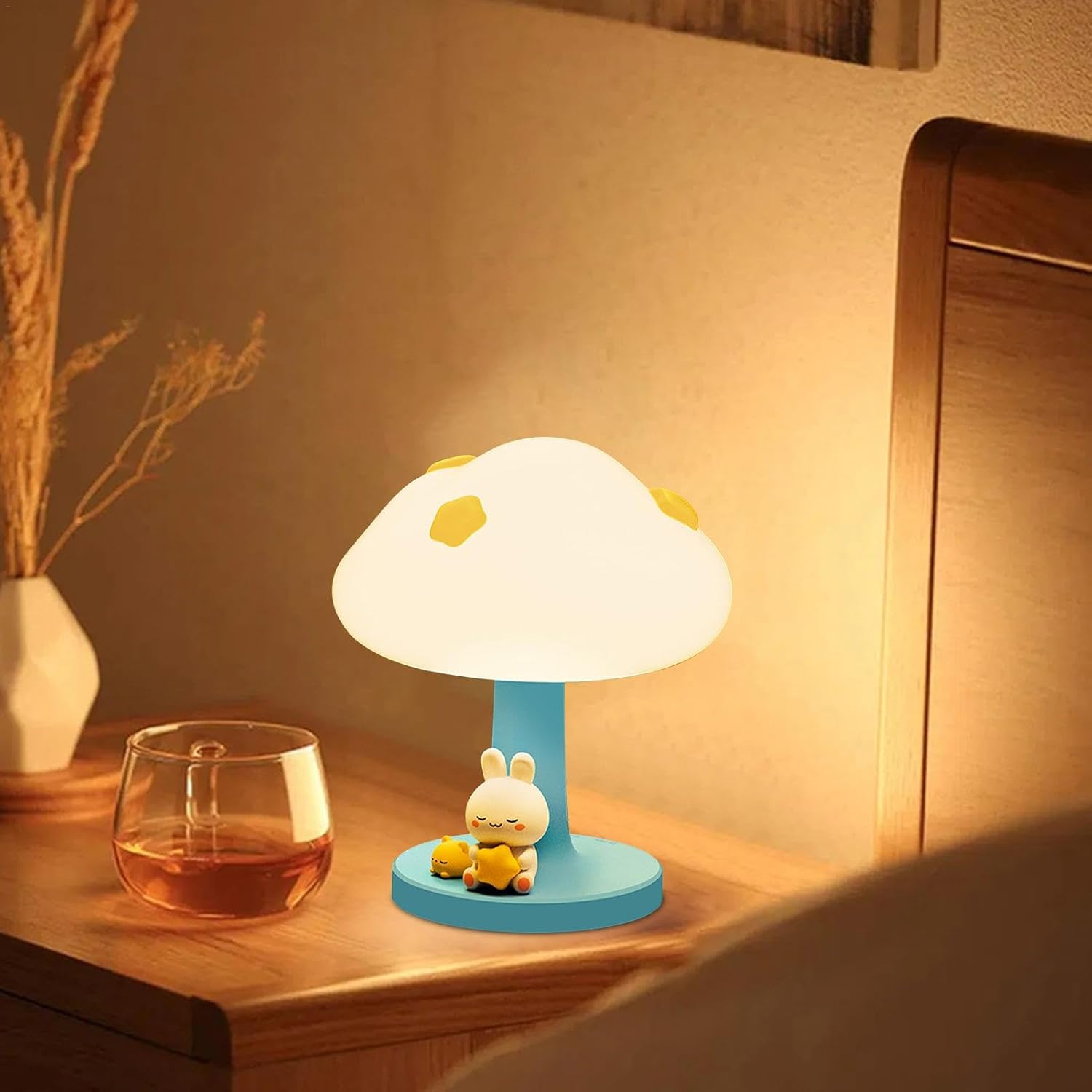 Cute Bunny With Cloud 3D Silicon Touch Lamp - USB Chargeable