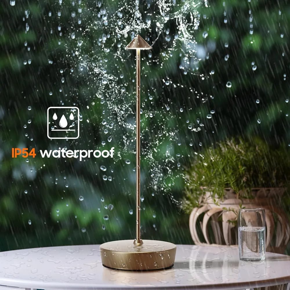2Pack Cordless Golden Table Lamp,Portable Outdoor Table Lamp Waterproof 6000mAh Battery Desk Lamp, 3 Color Stepless Dimming Table Light for Restaurant/Bedroom/Bar/Outdoor Party/Camping
