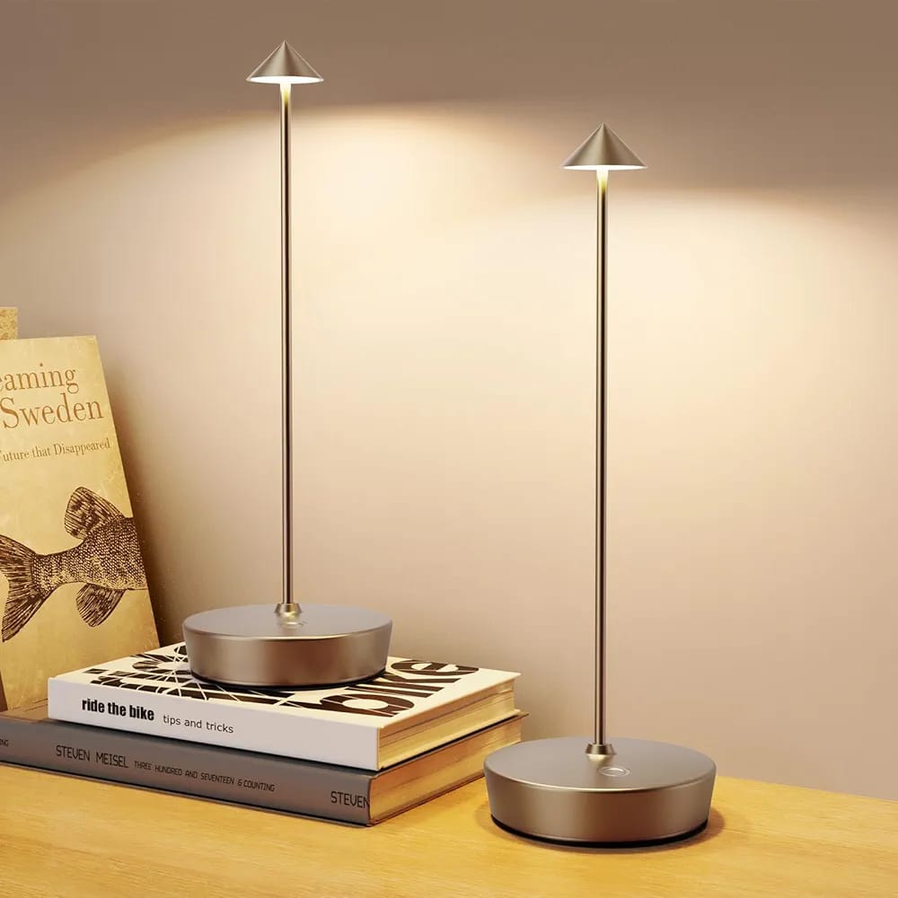 2Pack Cordless Golden Table Lamp,Portable Outdoor Table Lamp Waterproof 6000mAh Battery Desk Lamp, 3 Color Stepless Dimming Table Light for Restaurant/Bedroom/Bar/Outdoor Party/Camping