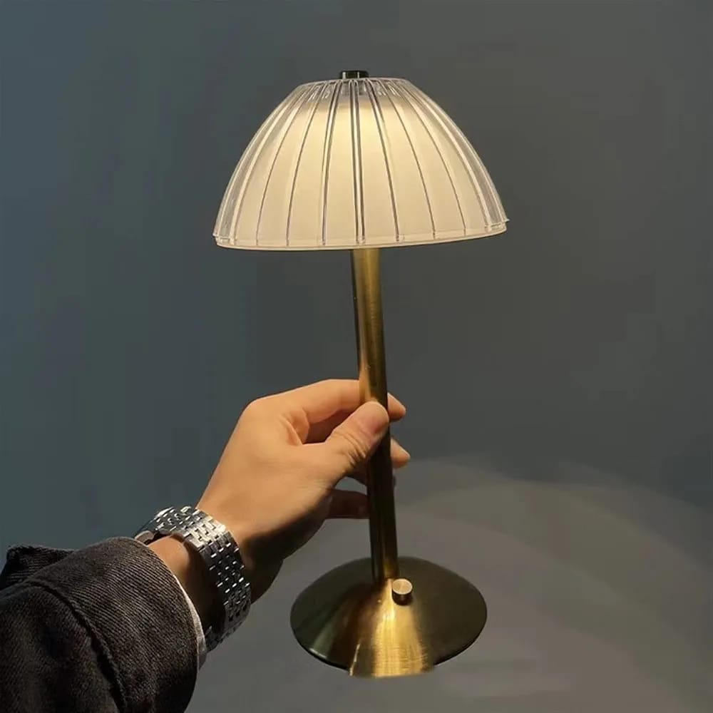 Table Lamp, Cordless Crystal Lamp with USB Charging Port, Rechargeable 3 Color Dimmable Gold Desk Lamp with Touch Control, LED Bedside Lamp for Home Office Restaurant, Bulb Included
