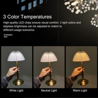 Table Lamp, Cordless Crystal Lamp with USB Charging Port, Rechargeable 3 Color Dimmable Gold Desk Lamp with Touch Control, LED Bedside Lamp for Home Office Restaurant, Bulb Included