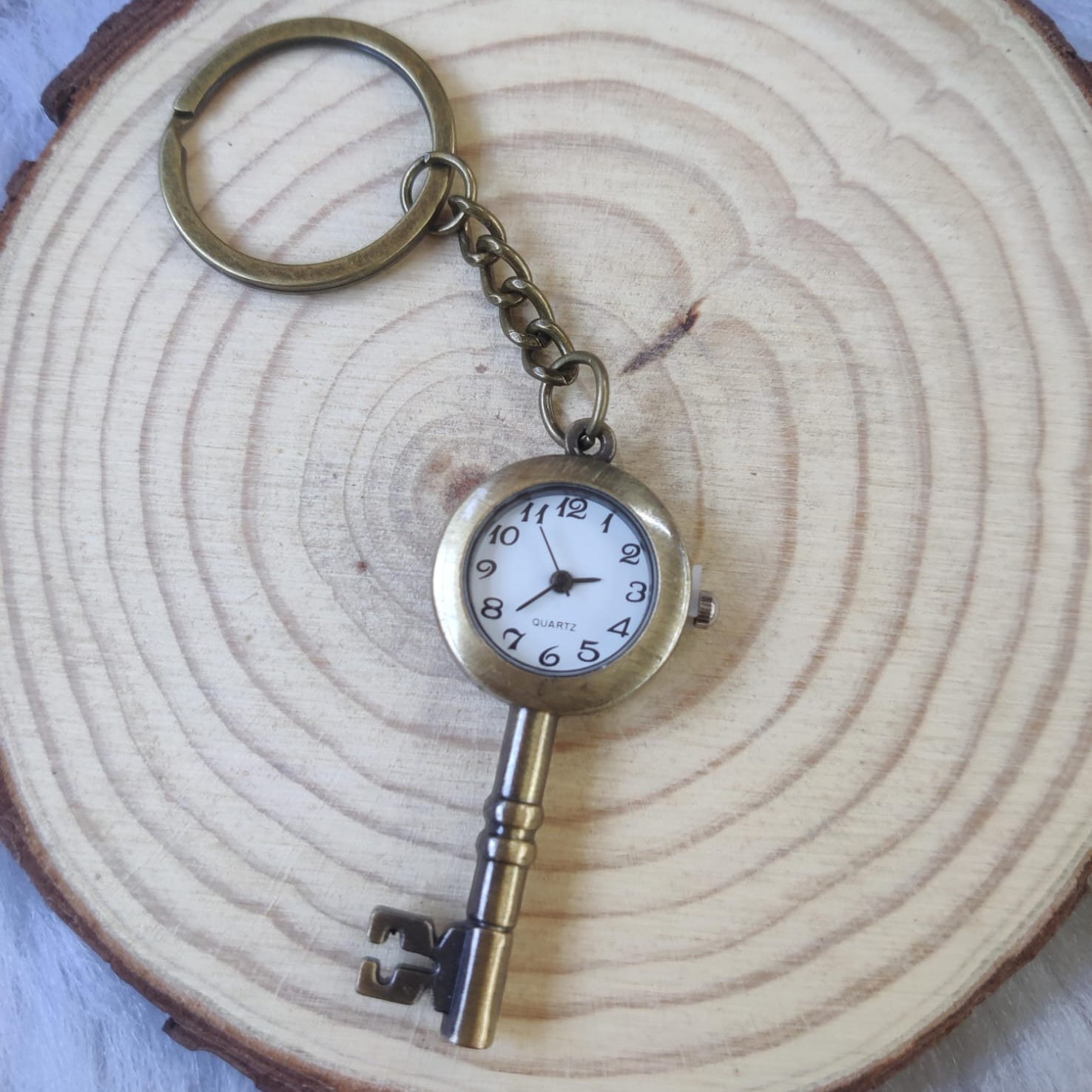 Key-Shaped Pocket Watch Keychain