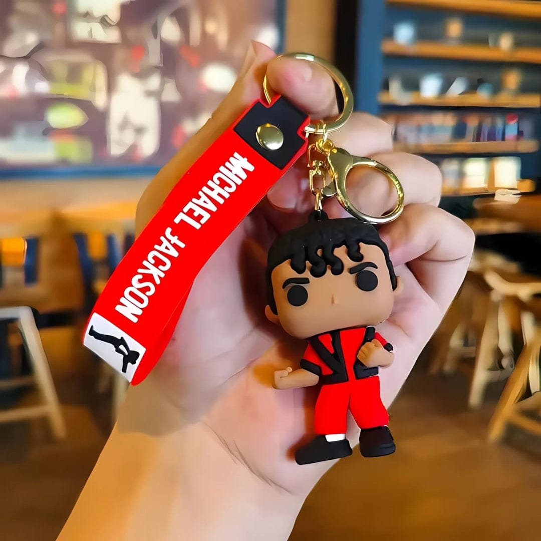Michael Jackson 3D Silicon Keychain With Bagcharm and Strap (Select From Drop Down Menu)
