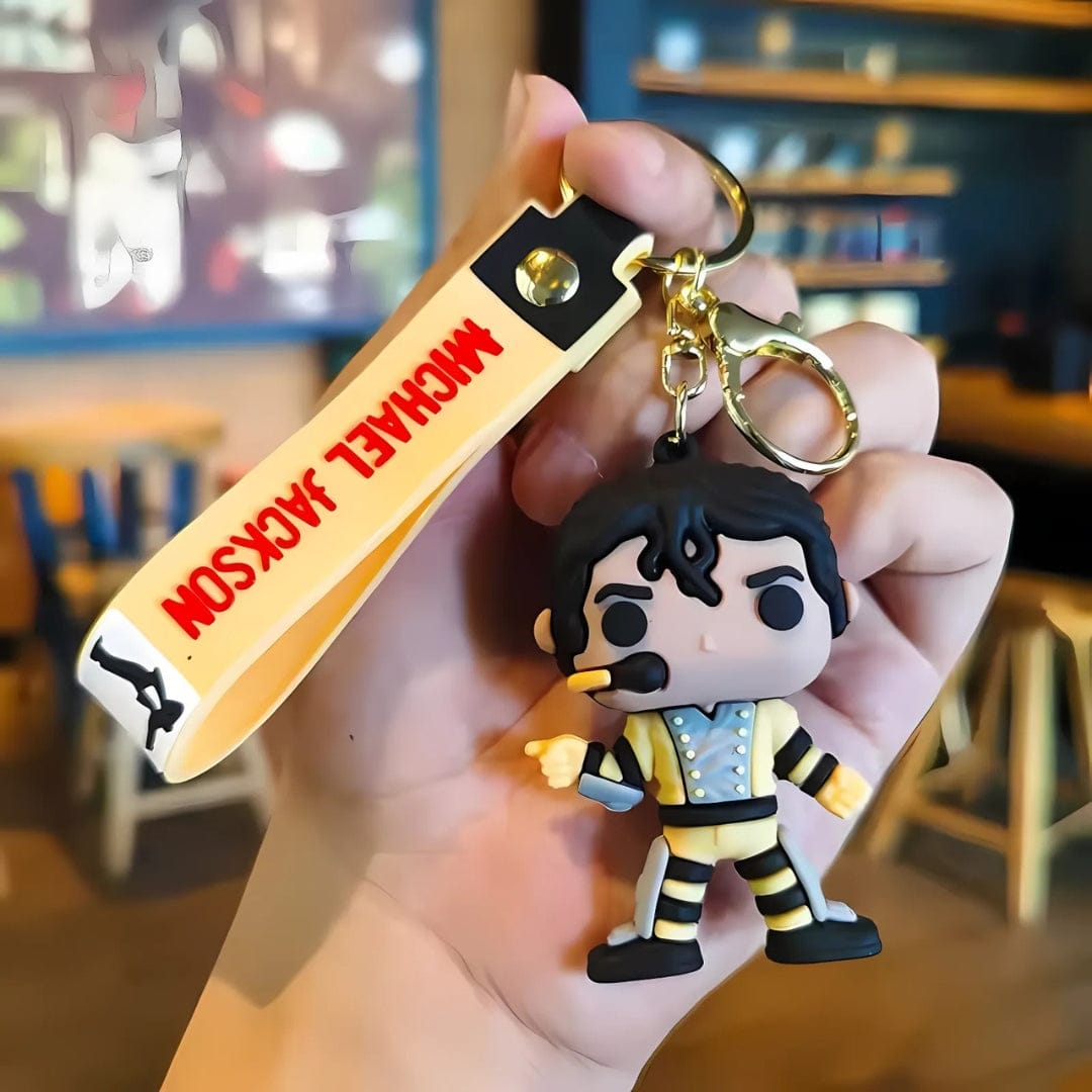 Michael Jackson 3D Silicon Keychain With Bagcharm and Strap (Select From Drop Down Menu)