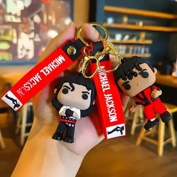 Michael Jackson 3D Silicon Keychain With Bagcharm and Strap (Select From Drop Down Menu)