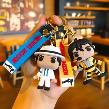Michael Jackson 3D Silicon Keychain With Bagcharm and Strap (Select From Drop Down Menu)