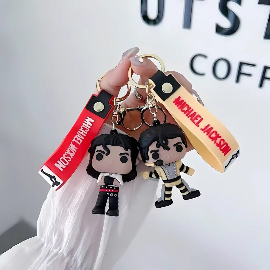 Michael Jackson 3D Silicon Keychain With Bagcharm and Strap (Select From Drop Down Menu)