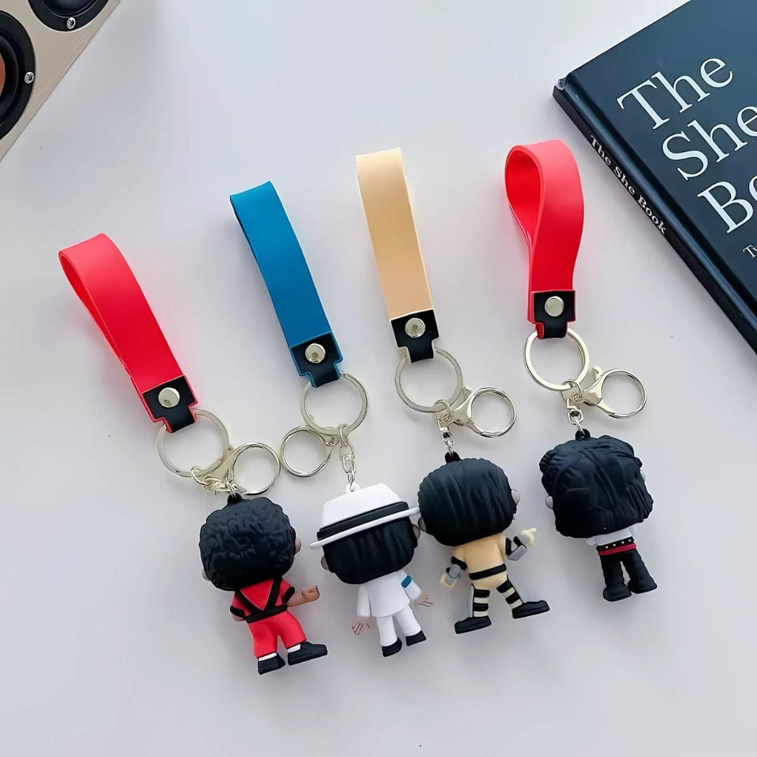 Michael Jackson 3D Silicon Keychain With Bagcharm and Strap (Select From Drop Down Menu)