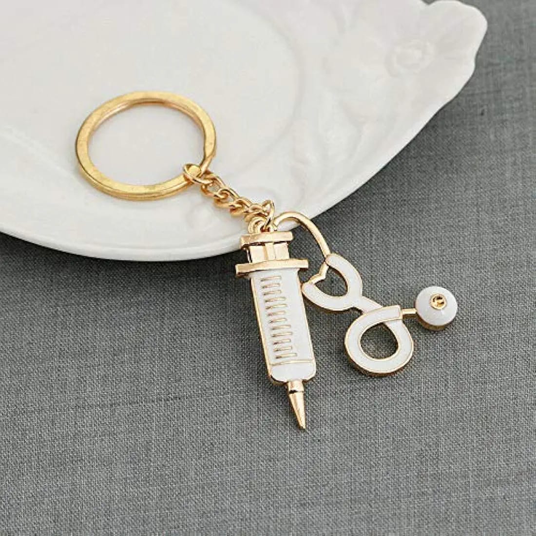 Doctor Enamel Keychain - White
