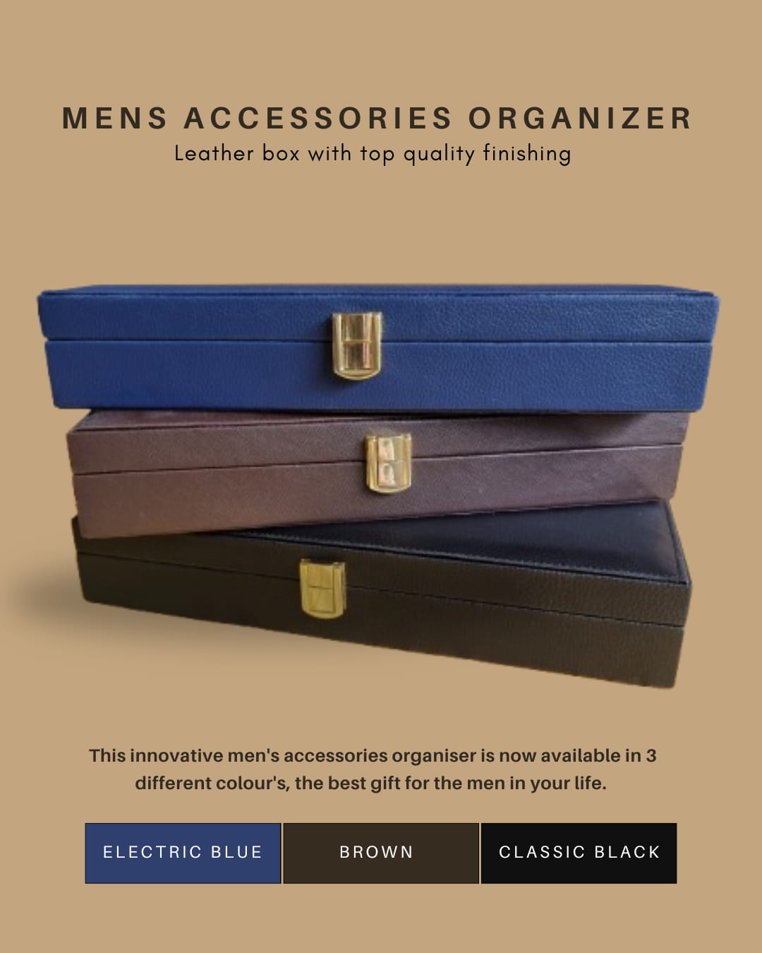 Personalised Name Engraved Men's Accessories Box (No COD Allowed) - Prepaid Orders Only