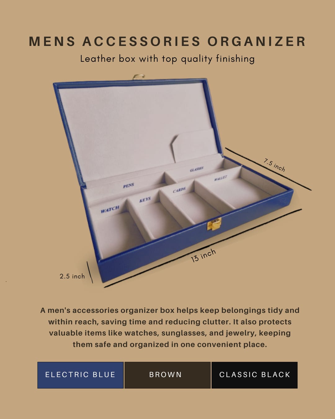 Personalised Name Engraved Men's Accessories Box (No COD Allowed) - Prepaid Orders Only