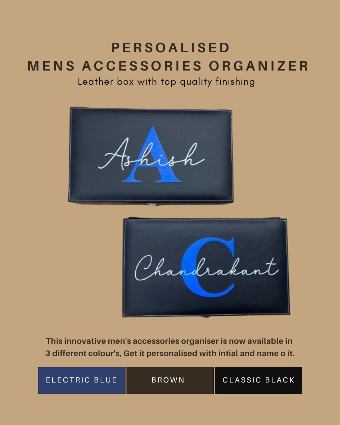 Personalised Name Engraved Men's Accessories Box (No COD Allowed) - Prepaid Orders Only