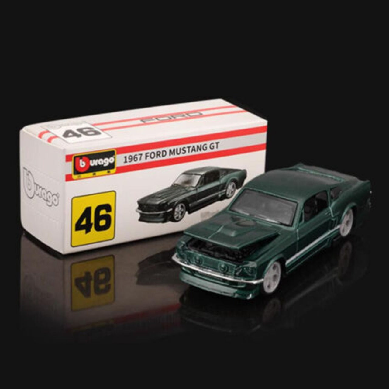 Official Bburago 46 1967 Ford Mustang GT - 1 : 64 Diecast Scale Model