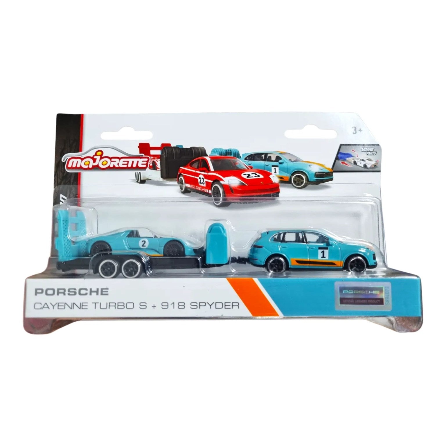 Majorette Porsche Edition Trailer Set – Cayenne Turbo S & 918 Spyder Premium Diecast Car Model