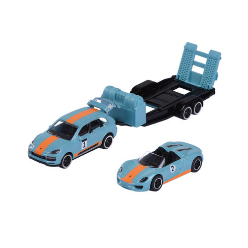 Majorette Porsche Edition Trailer Set – Cayenne Turbo S & 918 Spyder Premium Diecast Car Model