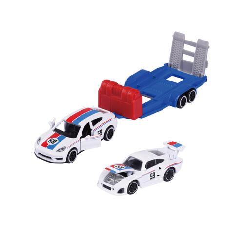 Majorette Porsche Edition Trailer Set – Porsche Panamera and Porsche 935 K3 Premium Diecast Car Model