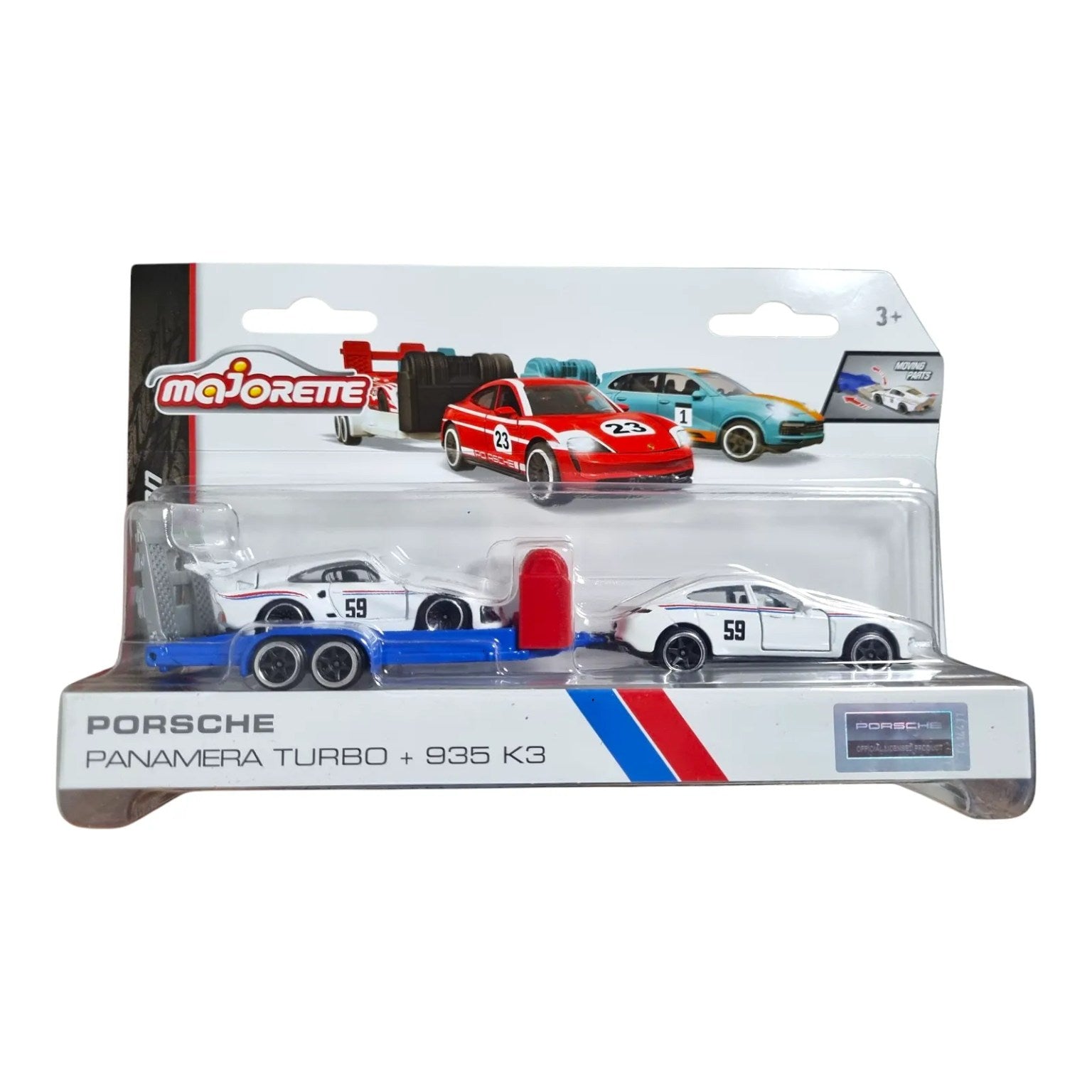 Majorette Porsche Edition Trailer Set – Porsche Panamera and Porsche 935 K3 Premium Diecast Car Model