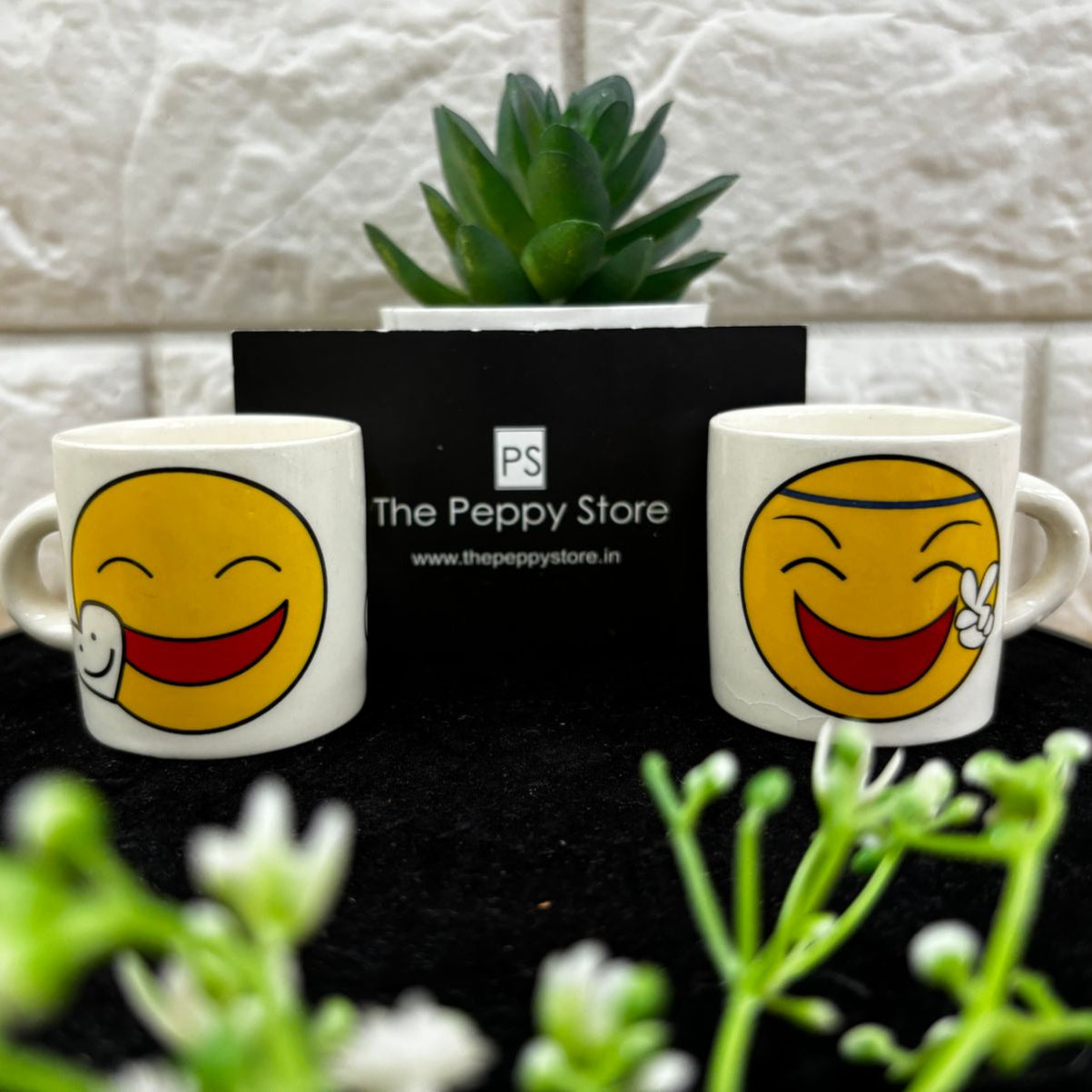 Cute Emojis 3D Ceramic Mini Coffee Mug - Set of 2