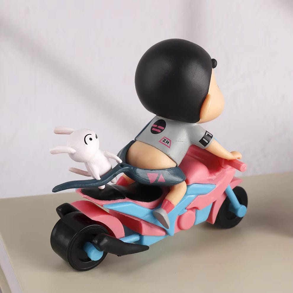 Cute Shinchan With Shiro On Bike Figure