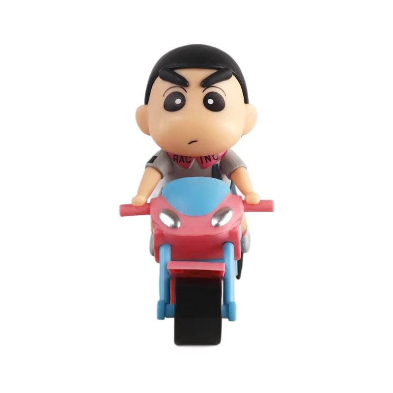 Cute Shinchan With Shiro On Bike Figure