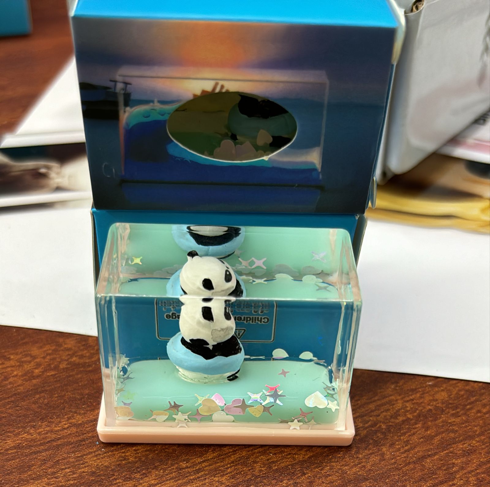 Unsinkable Floating Panda Jelly Glitter Rectangle Desk Accessory - Random Colour Will Be Provided