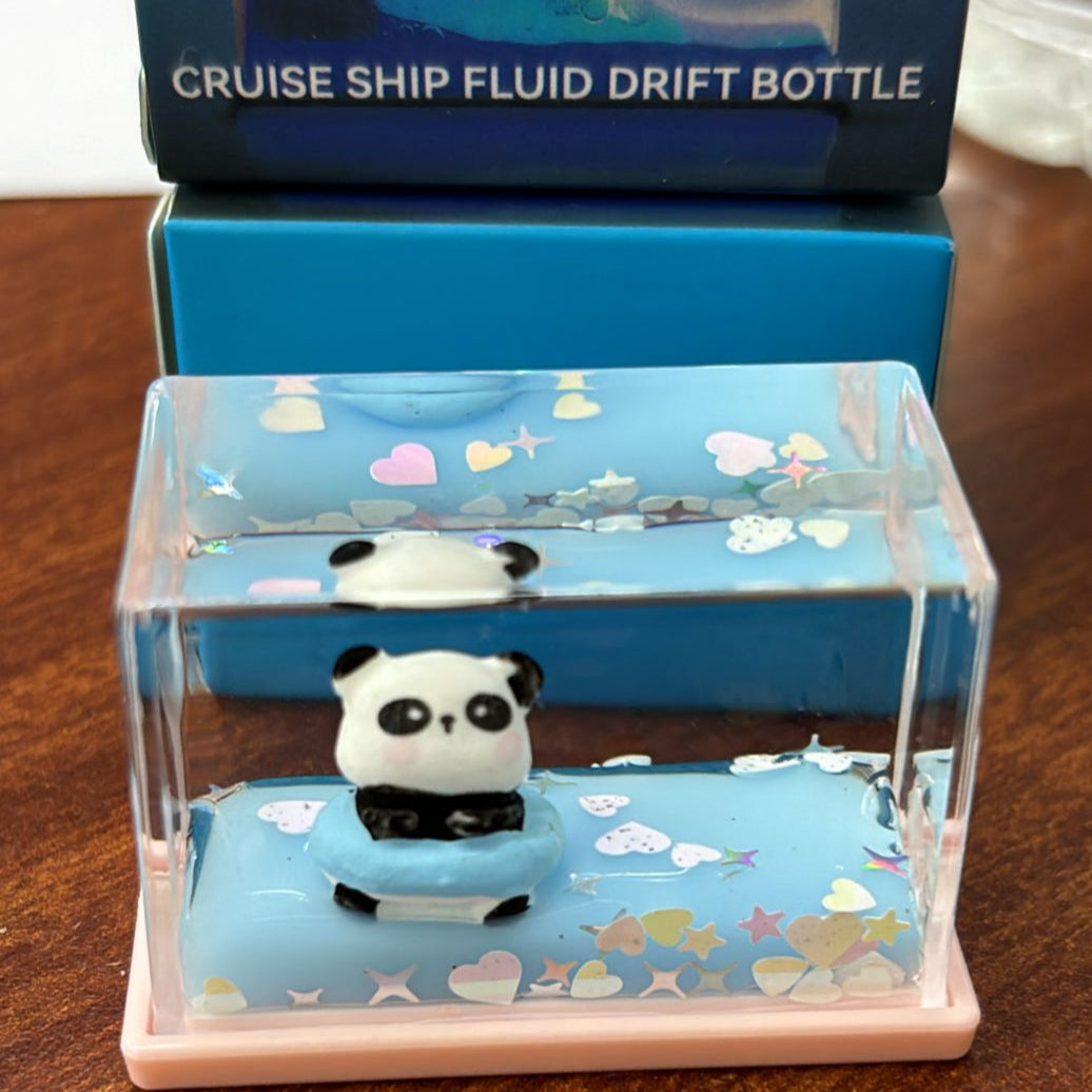 Unsinkable Floating Panda Jelly Glitter Rectangle Desk Accessory - Random Colour Will Be Provided