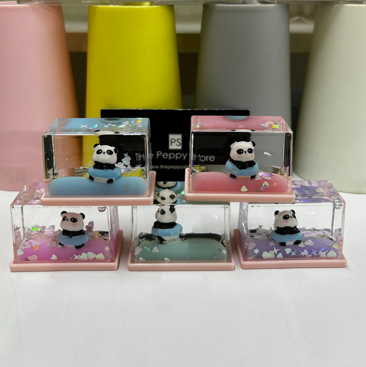 Unsinkable Floating Panda Jelly Glitter Rectangle Desk Accessory - Random Colour Will Be Provided