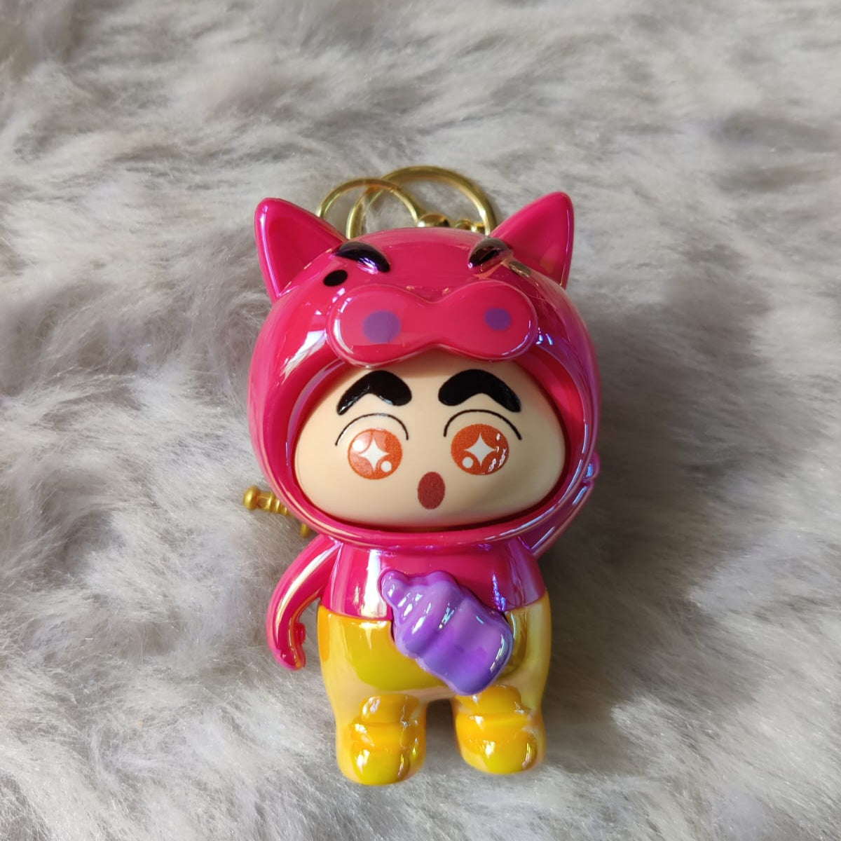 Shinchan Holographic Animal Cosplay Mood Swing Keychain With Bagcharm (Select From Drop Down Menu)