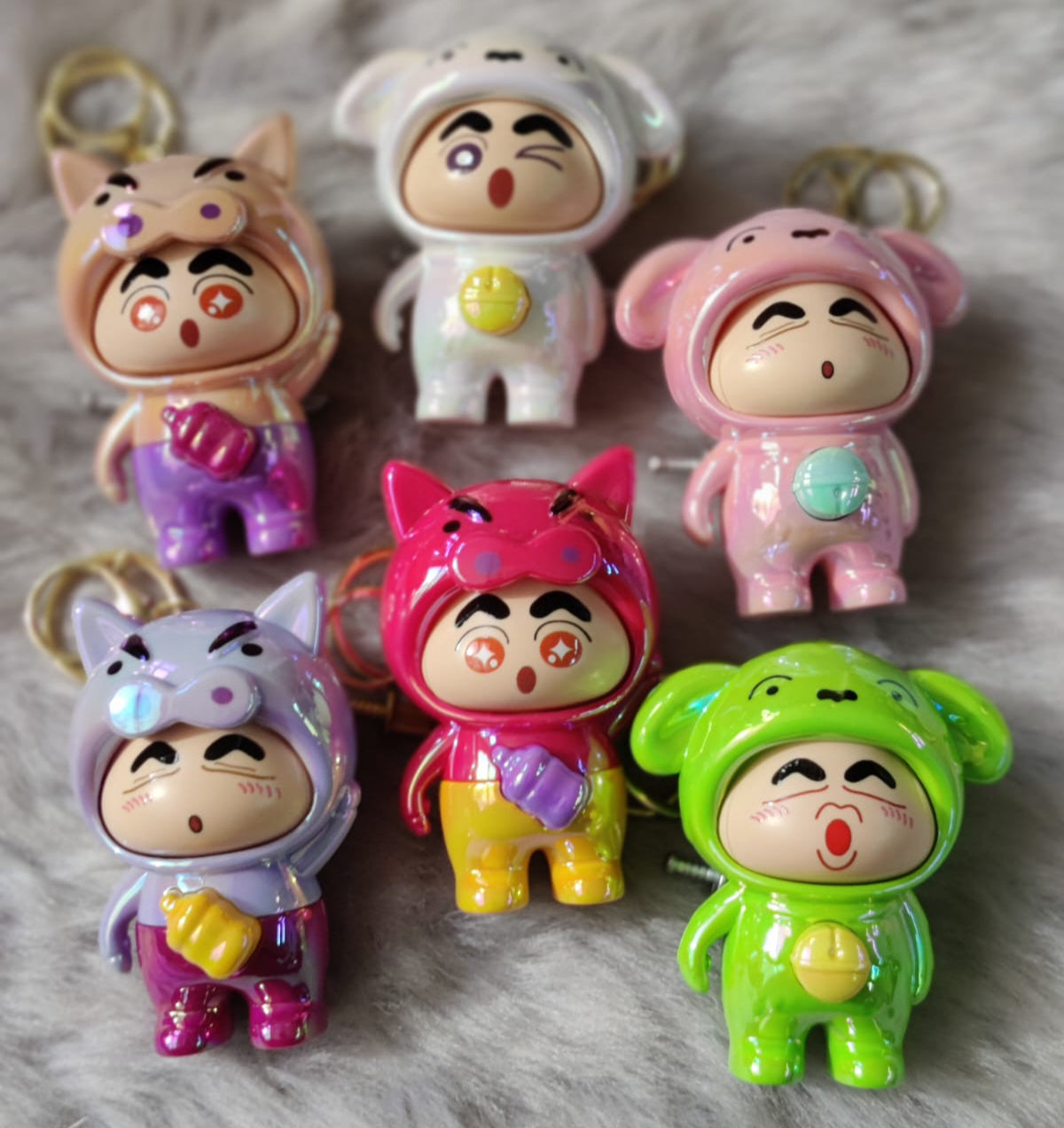 Shinchan Holographic Animal Cosplay Mood Swing Keychain With Bagcharm (Select From Drop Down Menu)