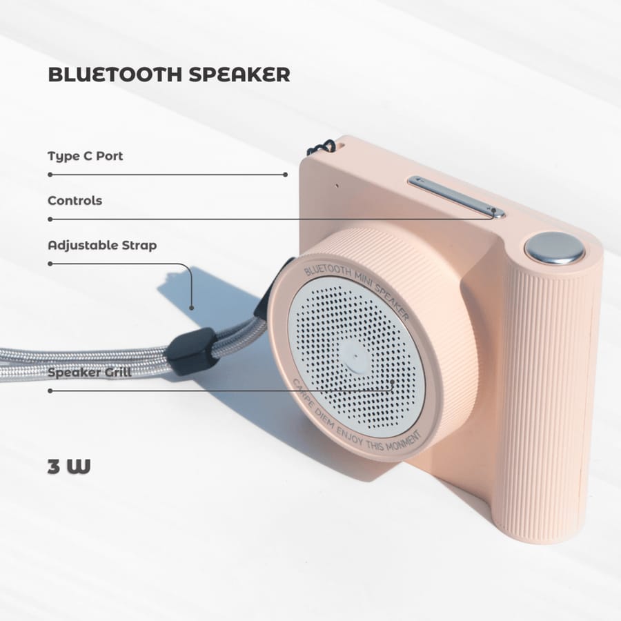 Aesthetic Camera-Shaped Wireless Bluetooth Speaker (Choose From DropDown Menu)