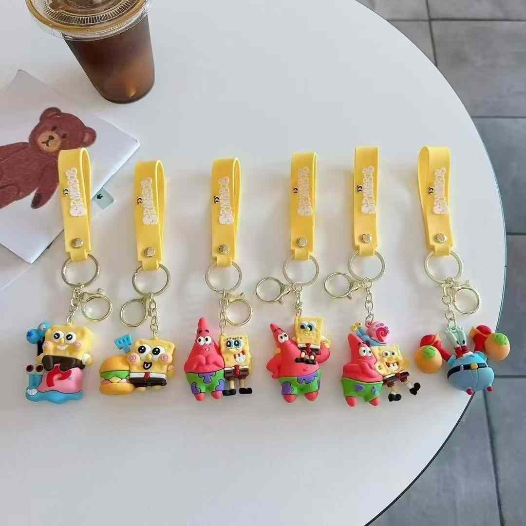 Spongebob 3D Silicon Keychain with Bagcharm and Strap (Select From Drop Down)