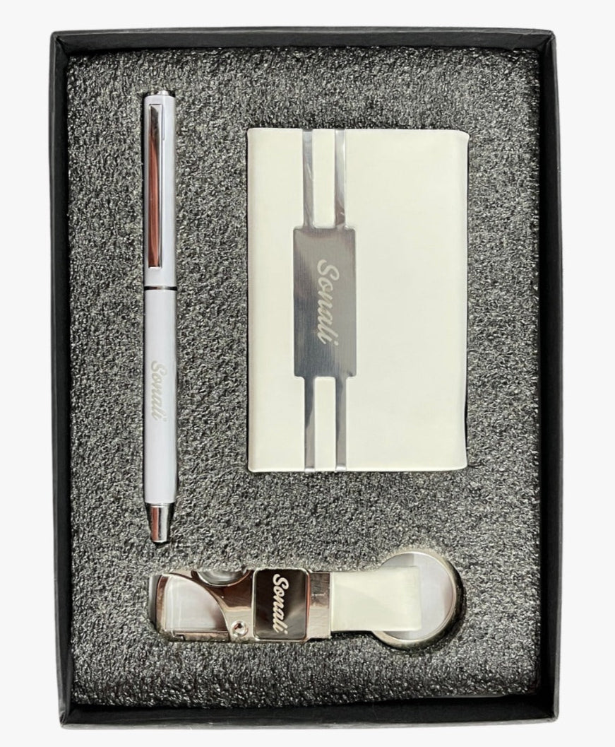 Personalised Name Gift Set - Card Holder, Keychain & Pen (No Cod on personalised Orders) - Prepaid Orders Only