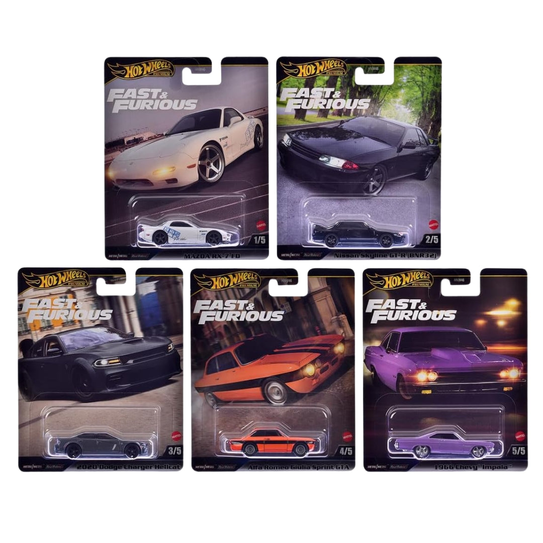 Hot Wheels 2025 Fast and Furious HNW46 953K 1:64 Scale - Set Of 5