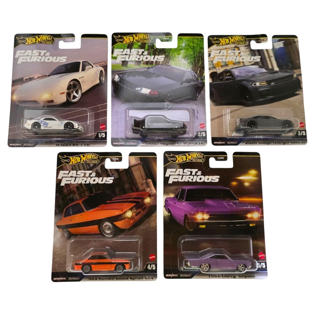 Hot Wheels 2025 Fast and Furious HNW46 953K 1:64 Scale - Set Of 5