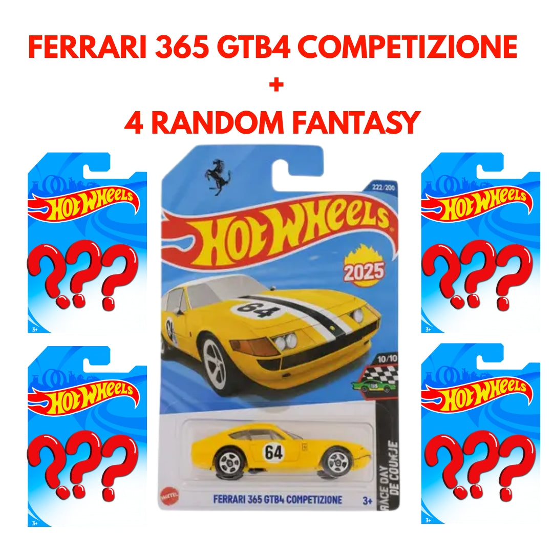 Hot Wheels Ferrari 365 GTB4 CompetizIone Plus 4 Random Fantasy Cars Combo