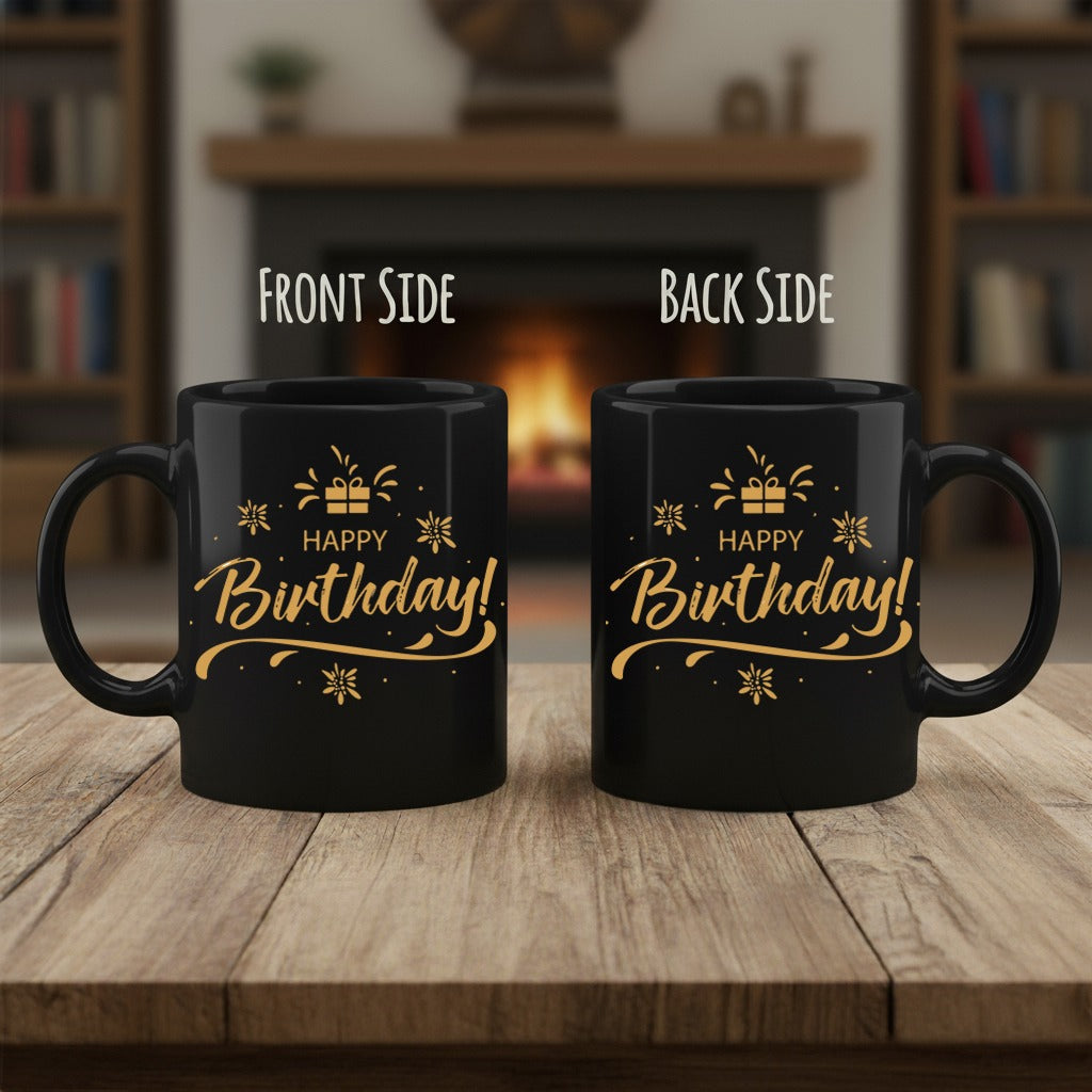 Happy Birthday 3D Ceramic Black Coffee Mug