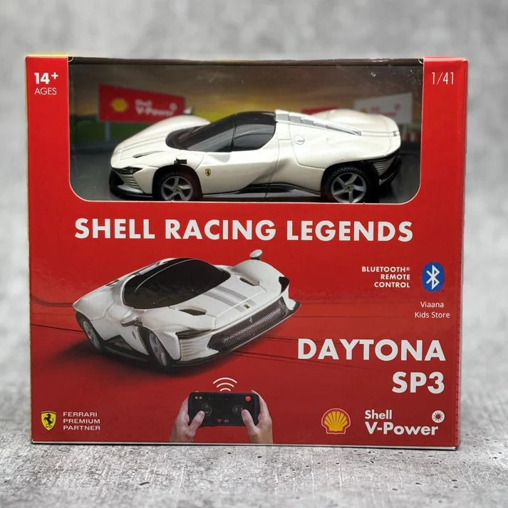 Bburago Ferrari Shell Racing Legends DAYTONA SP3 1:41 Scale Bluetooth Remote Control Car – Smartphone Controlled