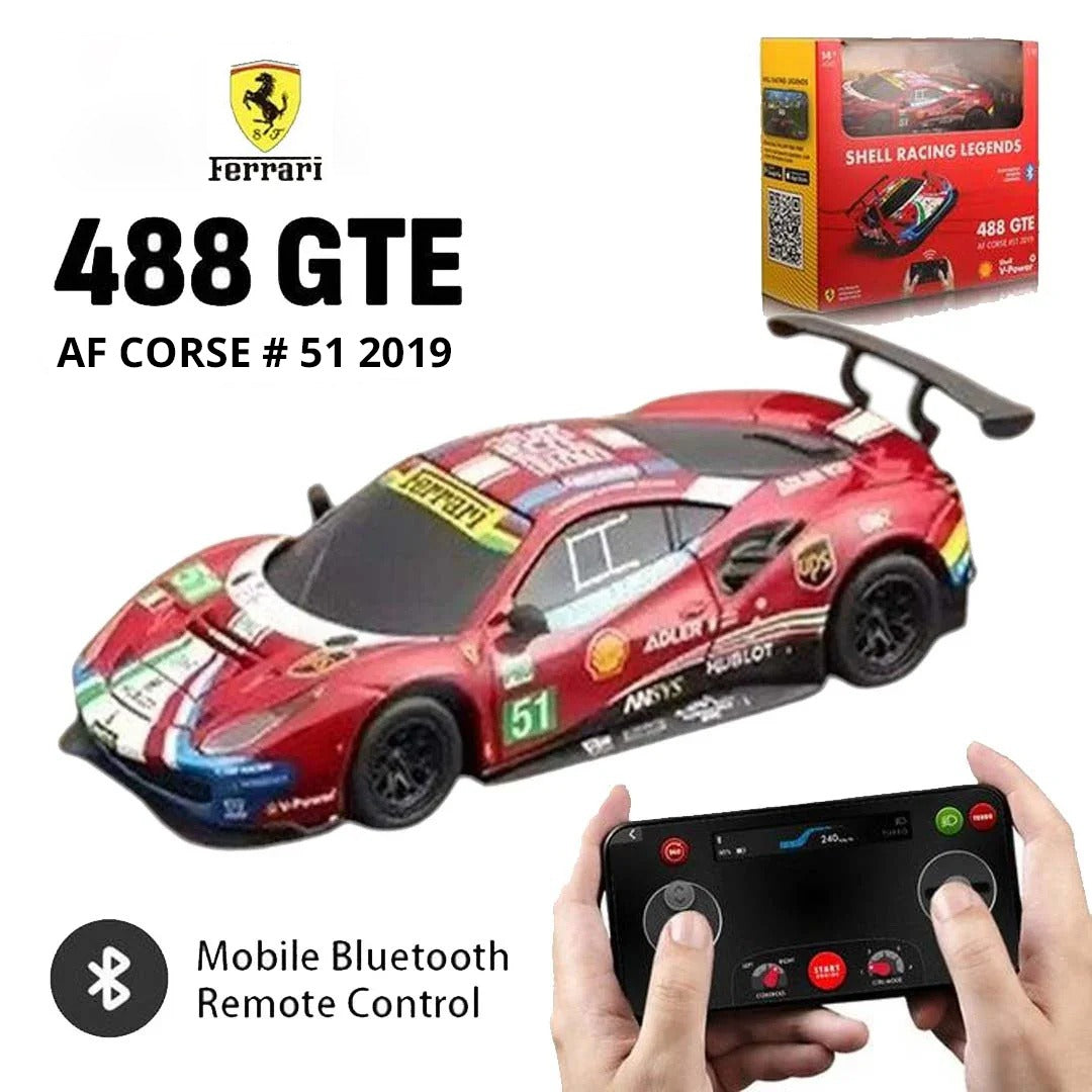 Bburago Ferrari Shell Racing Legends Ferrari 488 GTE 1:41 Scale Bluetooth Remote Control Car – Smartphone Controlled
