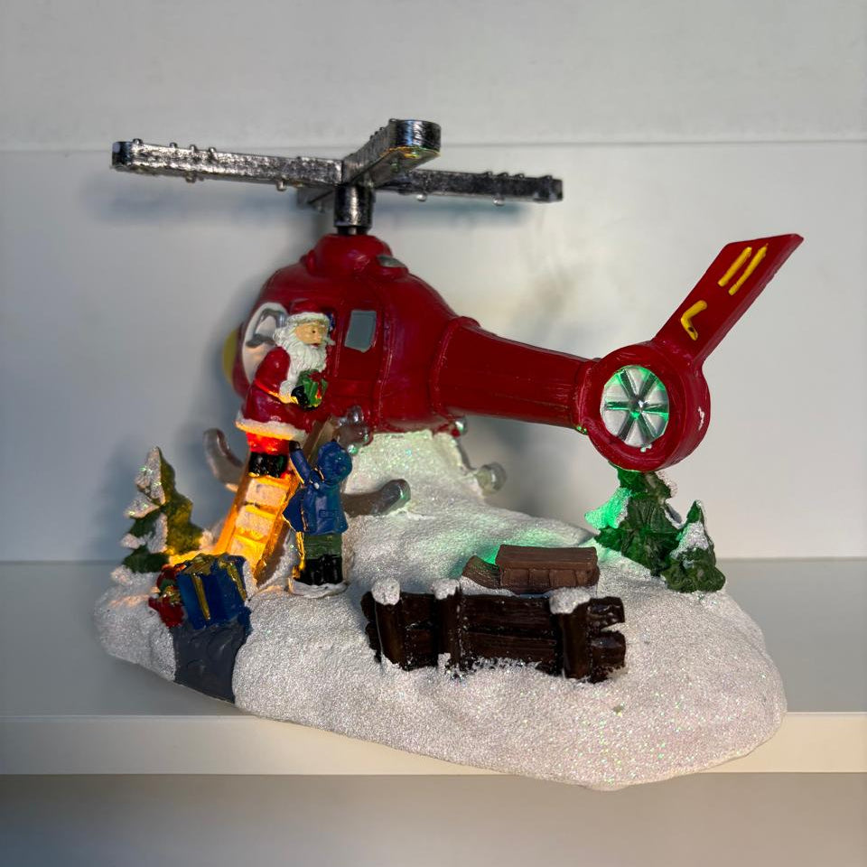 Christmas Helicopter Musical ShowPiece Lamp ( Size 14*20*11.5 Cm) - Battery Operated
