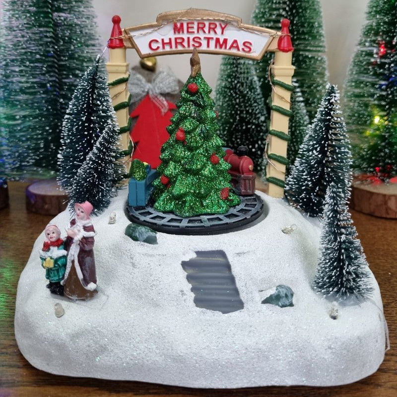 Merry Christmas Decorative Showpiece With Light (Size 18*13.5*15.5 Cm) - Works on Usb and Battery Operated Both