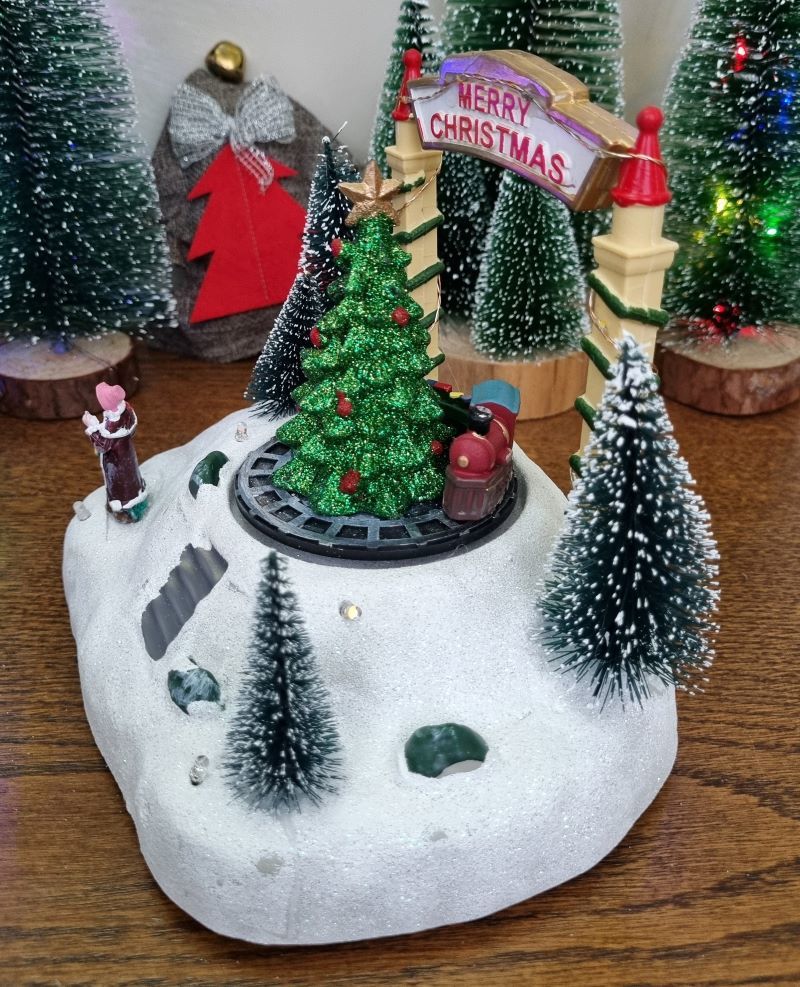 Merry Christmas Decorative Showpiece With Light (Size 18*13.5*15.5 Cm) - Works on Usb and Battery Operated Both