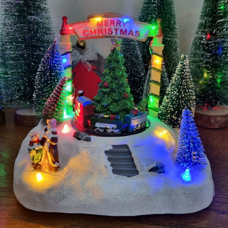 Merry Christmas Decorative Showpiece With Light (Size 18*13.5*15.5 Cm) - Works on Usb and Battery Operated Both