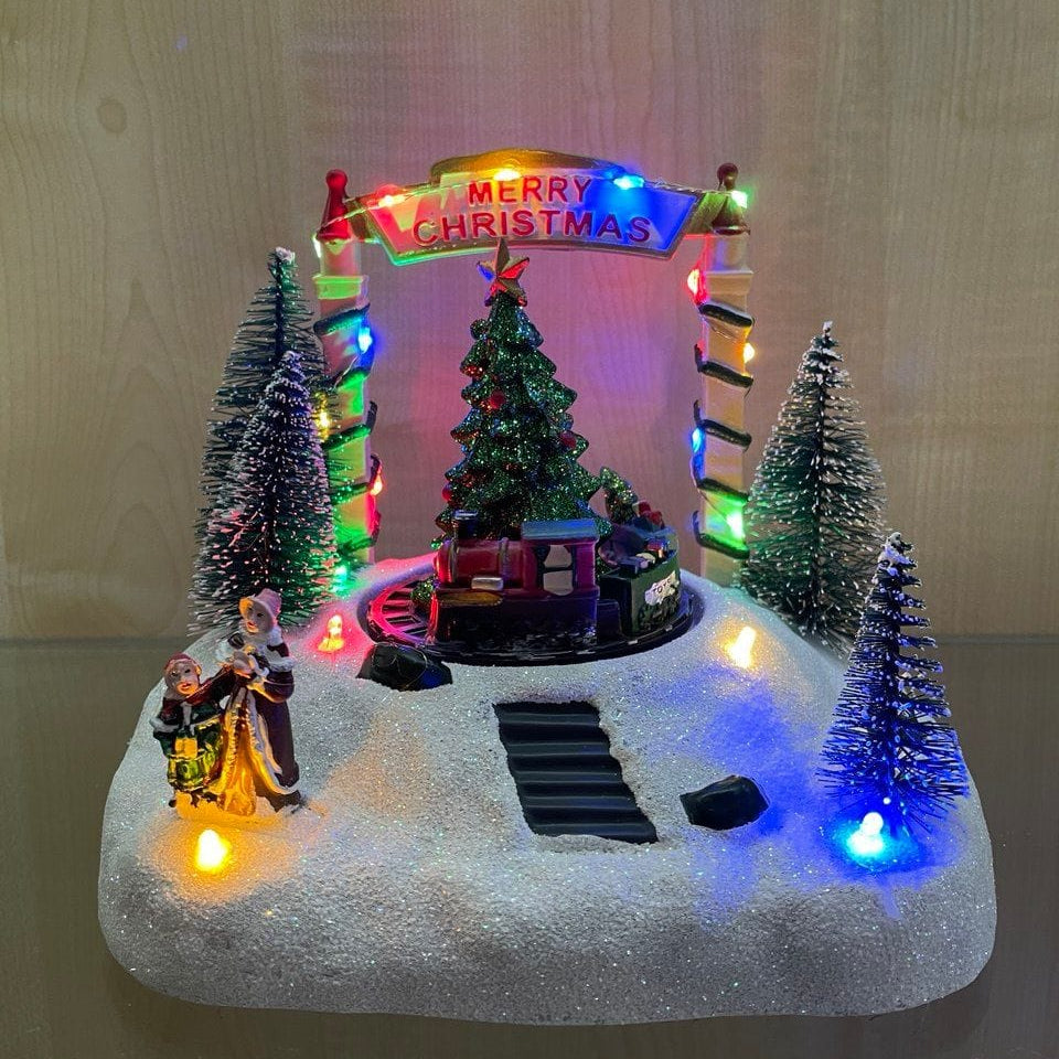 Merry Christmas Decorative Showpiece With Light (Size 18*13.5*15.5 Cm) - Works on Usb and Battery Operated Both