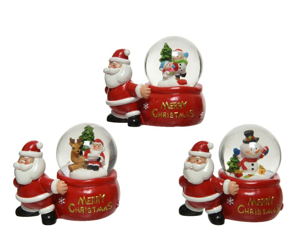Christmas Mini Santa With Snow Globe Decorative Showpiece - Random Design Will Be Provided