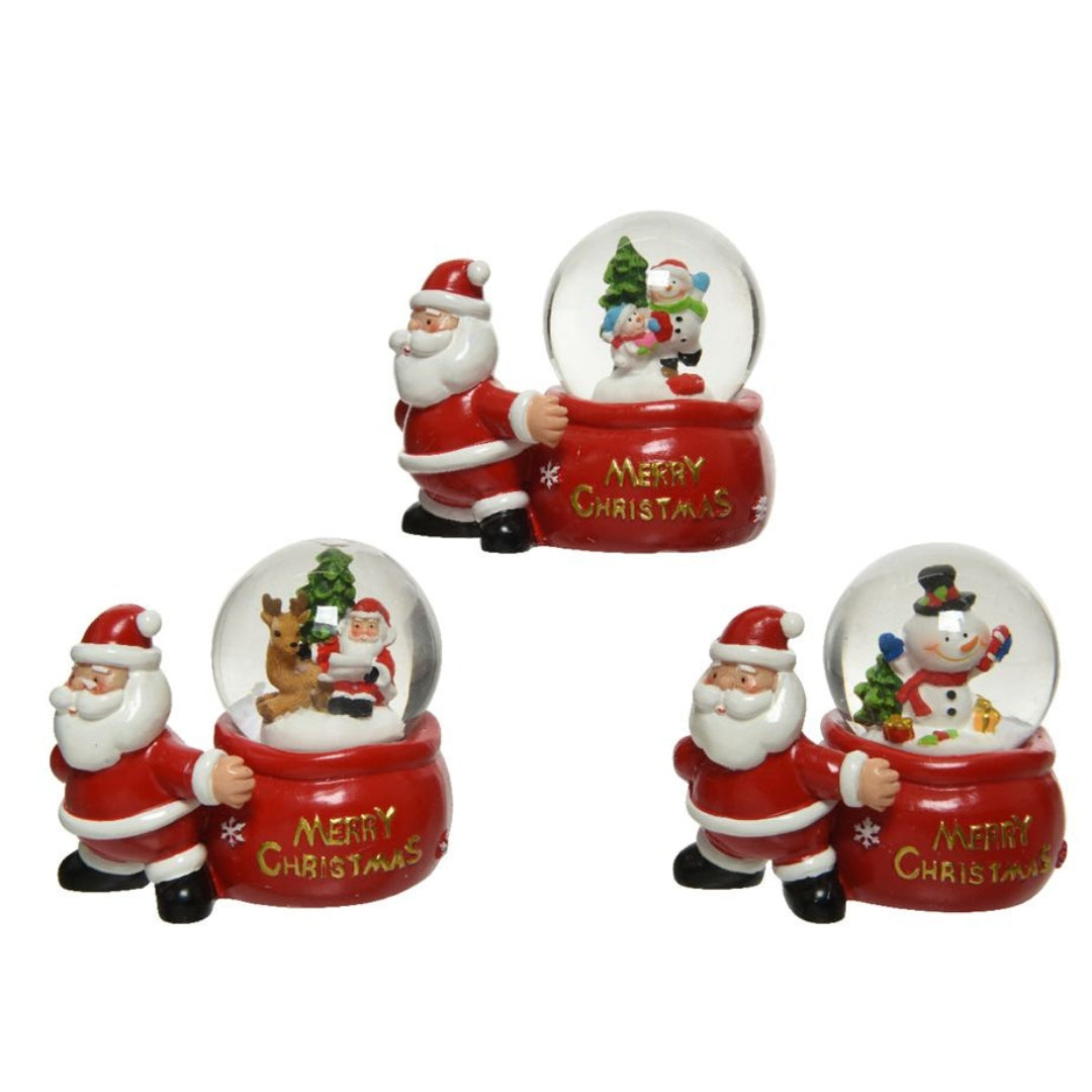 Christmas Mini Santa With Snow Globe Decorative Showpiece - Random Design Will Be Provided