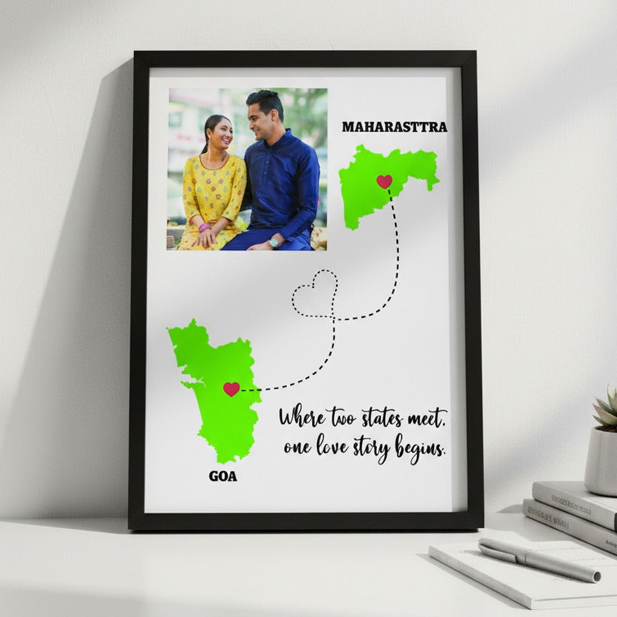 Personalised Dual States A4 Frame (No Cash On Delivery Allowed On This Product) - Prepaid Orders Only