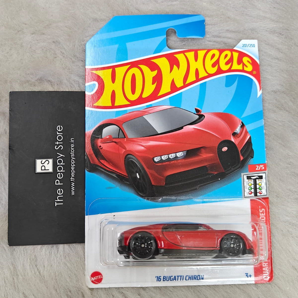 Hot Wheels Scale 1:64 Rare Indian Card Diecast Model Car with Protector - '16 Bugatti Chiron