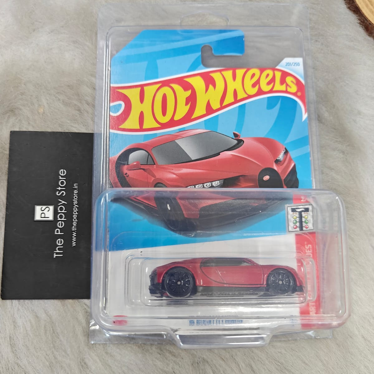 Hot Wheels Scale 1:64 Rare Indian Card Diecast Model Car with Protector - '16 Bugatti Chiron